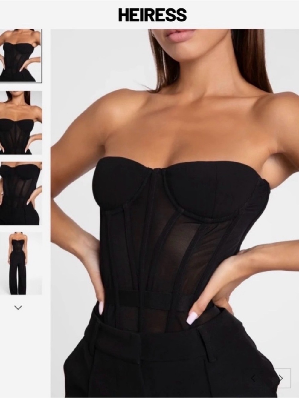 Heiress Black Strapless Mesh Corset Camisole